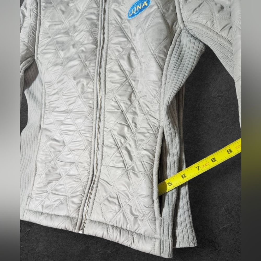 Prana Sherpa Lined Quilted Puffer Diva Zip Mock Jacket Ribbed Side Size S "LUNA" - Picture 5 of 16